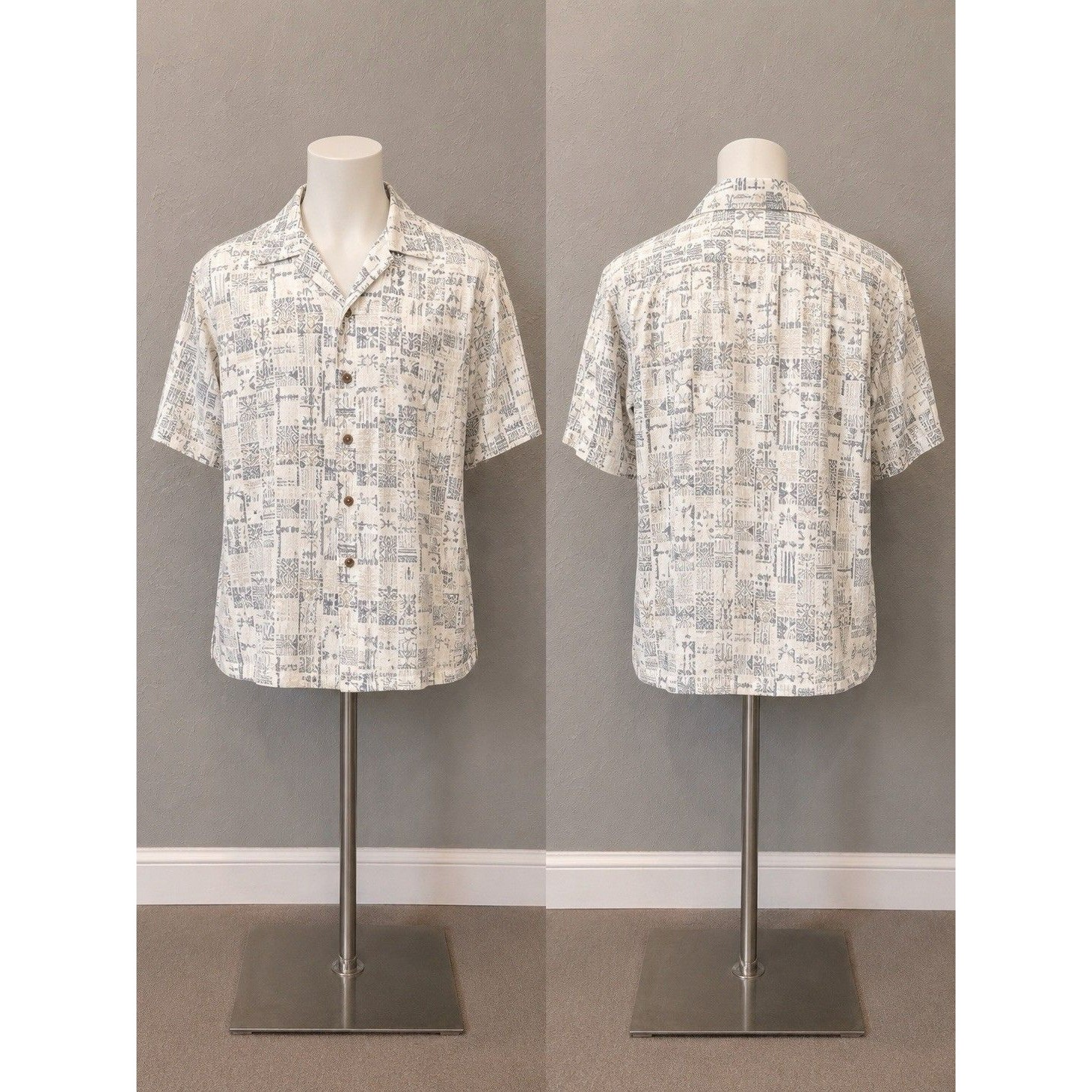 Joseph Joseph  Feiss 3x 100 Silk Camp Shirt Geometric Tribal Resort Button Up